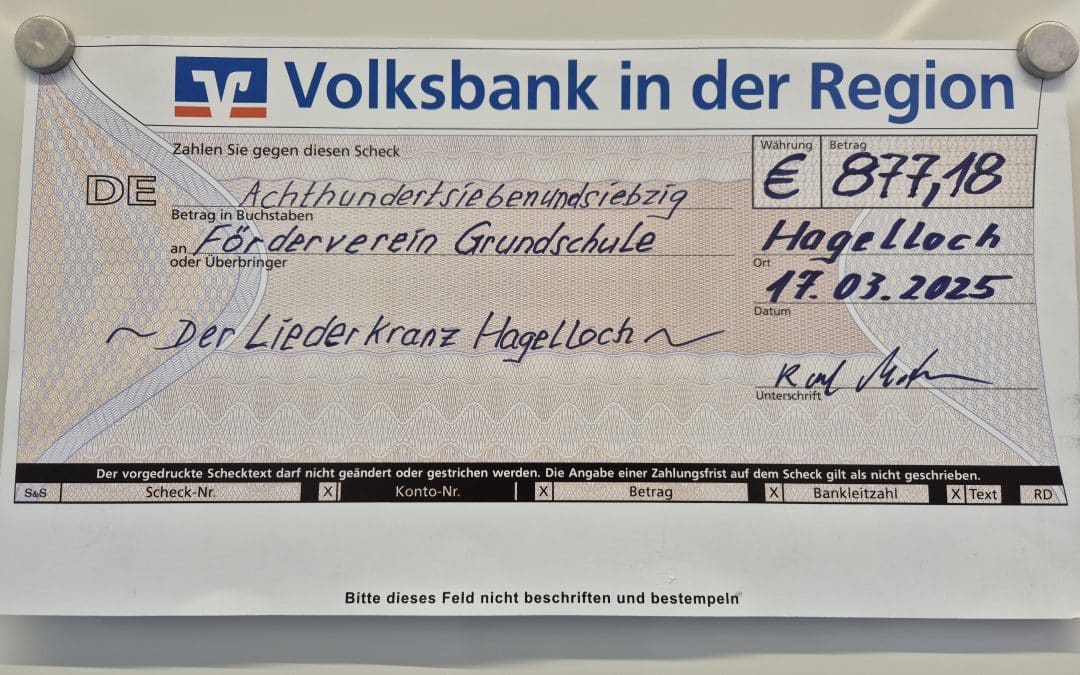 Großzügige Spende des Liederkranzes Hagelloch